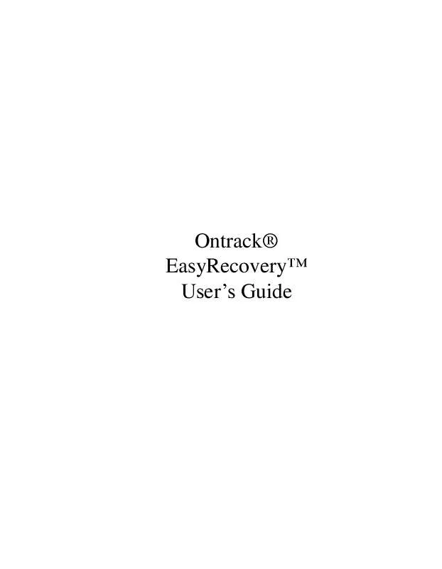 Mode d'emploi ONTRACK EASYRECOVERY SOFTWARE