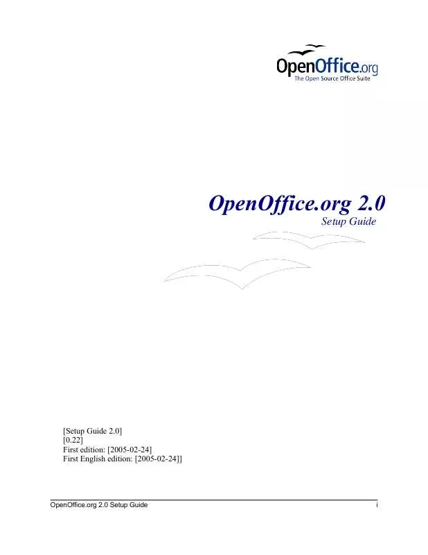 Mode d'emploi OPEN OFFICE OPENOFFICE.ORG 2.0