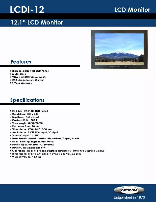 Mode d'emploi OPTICOM LCDI-12