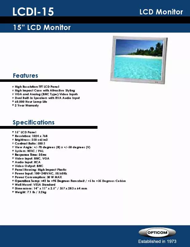 Mode d'emploi OPTICOM LCDI-15