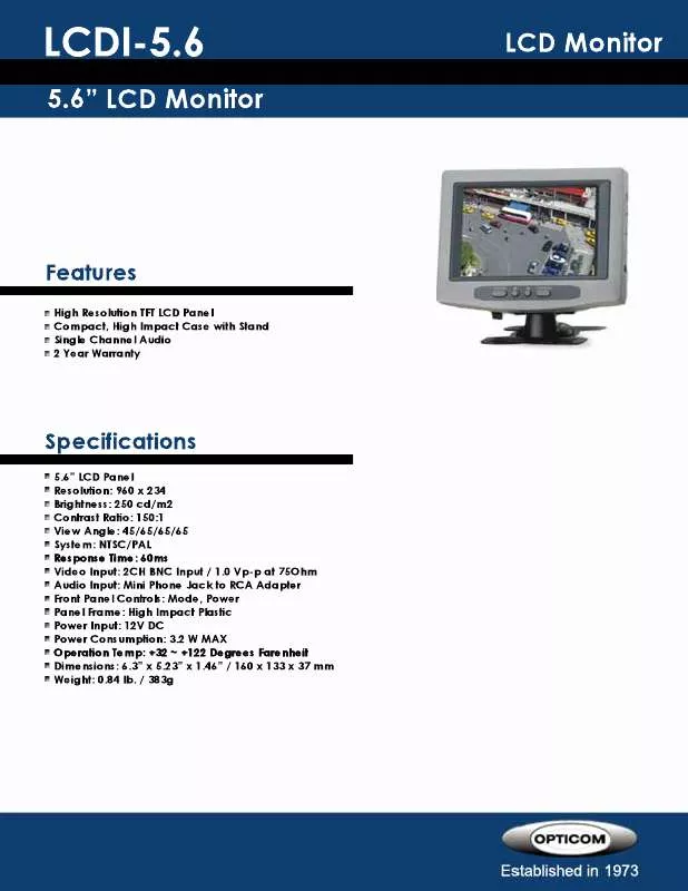 Mode d'emploi OPTICOM LCDI-5.6