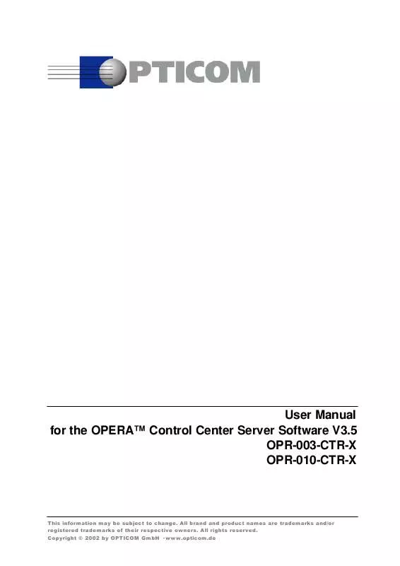 Mode d'emploi OPTICOM OPR-003-CTR-X