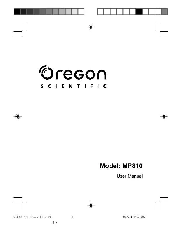 Mode d'emploi OREGON SCIENTIFIC MP 810