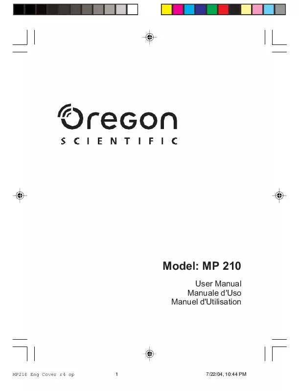 Mode d'emploi OREGON SCIENTIFIC MP210 ENG R4 OP