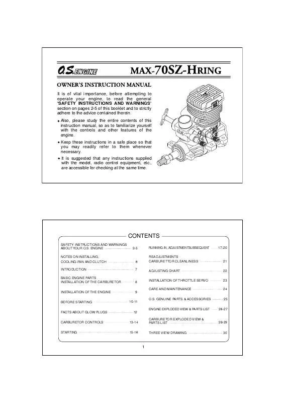 Mode d'emploi OS ENGINES MAX-70SZ-H