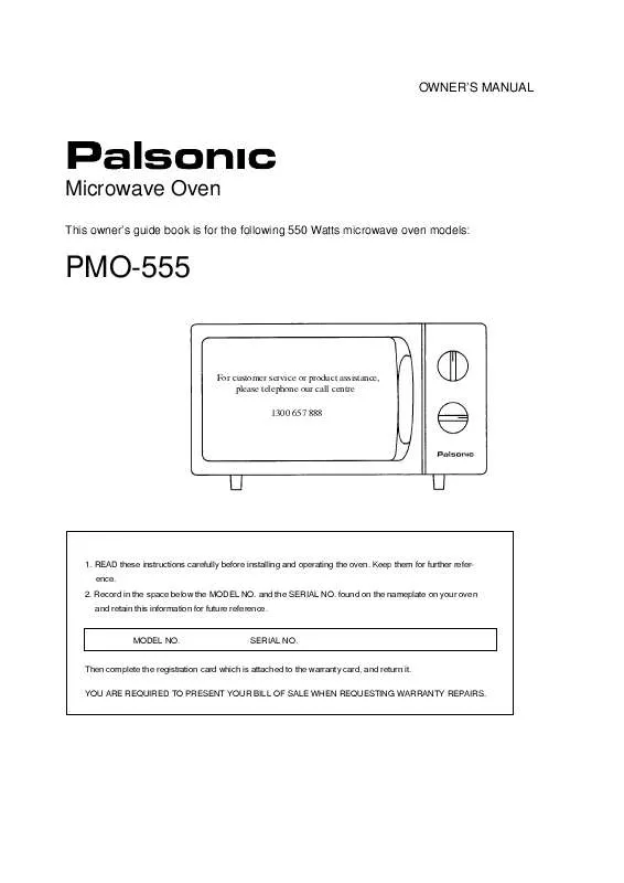 Mode d'emploi PALSONIC PMO-555