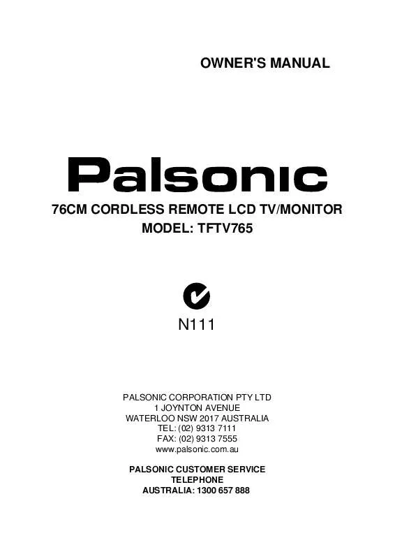 Mode d'emploi PALSONIC TFTV-765