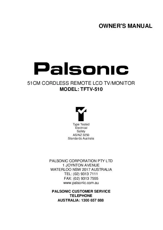 Mode d'emploi PALSONIC TFTV510