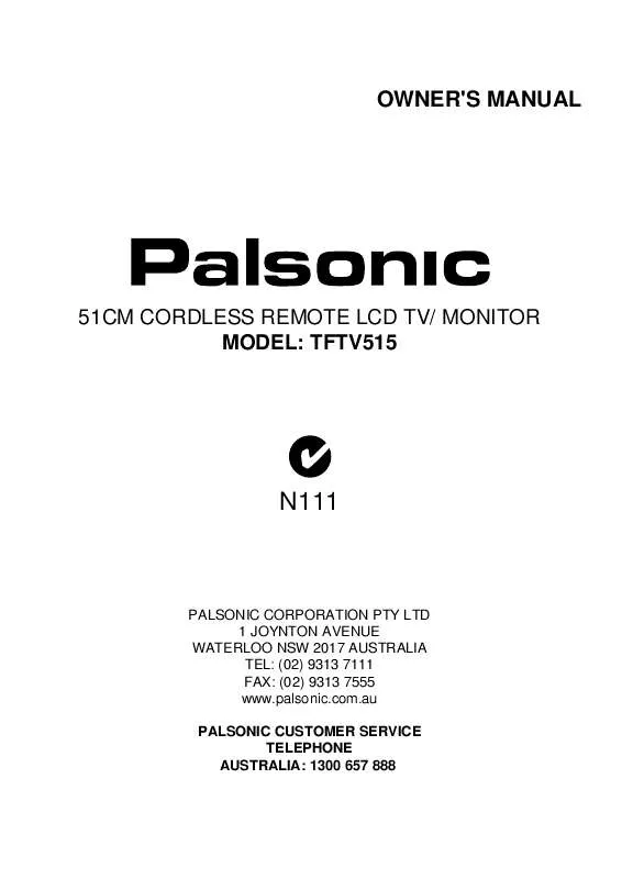 Mode d'emploi PALSONIC TFTV515