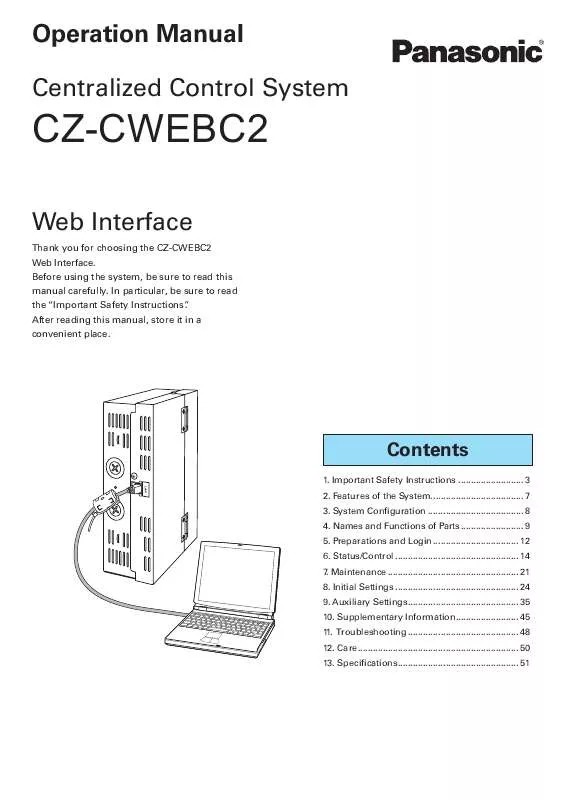 Mode d'emploi PANASONIC CZ-CWEBC2