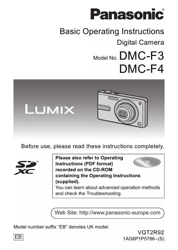 Mode d'emploi PANASONIC LUMIX DMC-F3