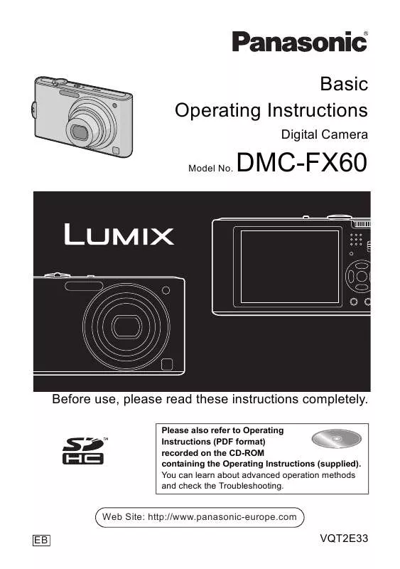 Mode d'emploi PANASONIC LUMIX DMC-FX60