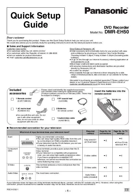 Mode d'emploi PANASONIC DMR-EH52