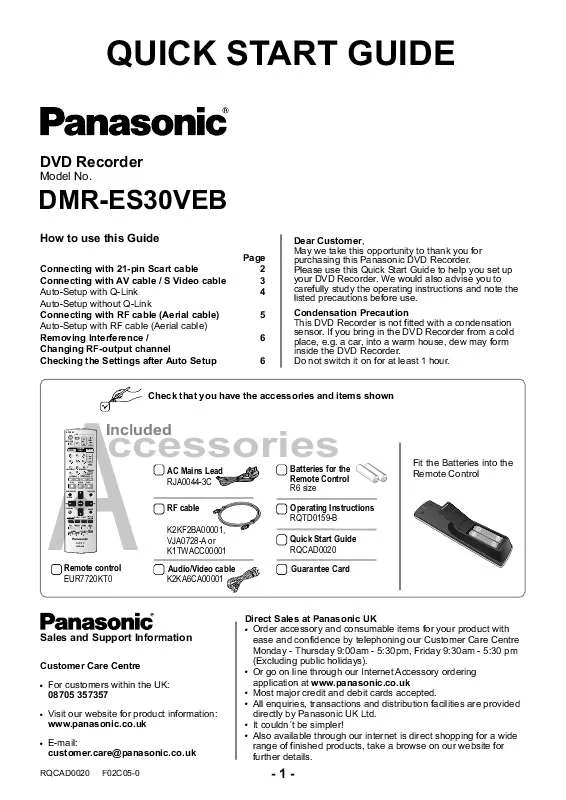 Mode d'emploi PANASONIC DMR-ES30V