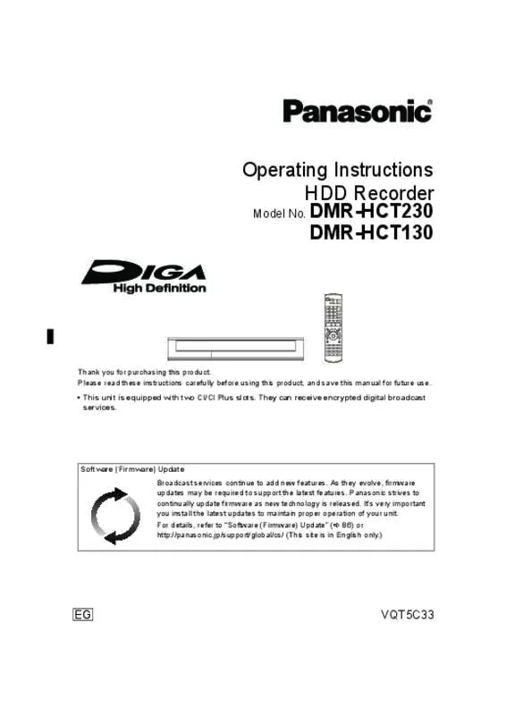 Mode d'emploi PANASONIC DMR-HCT130EG