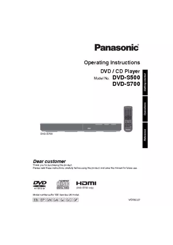 Mode d'emploi PANASONIC DVD-S500GC