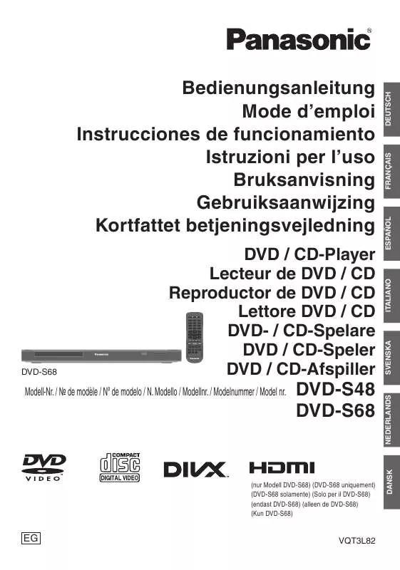 Mode d'emploi PANASONIC DVDS68EG
