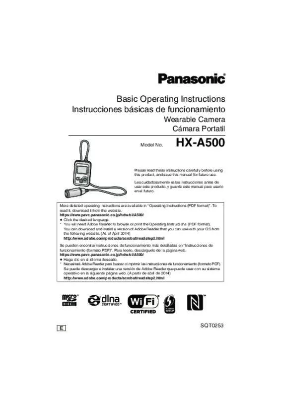 Mode d'emploi PANASONIC HX-A500E