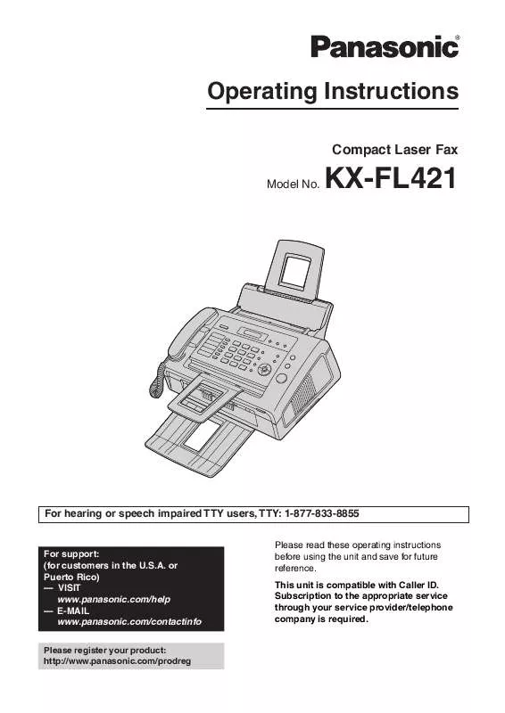 Mode d'emploi PANASONIC KX-FL421