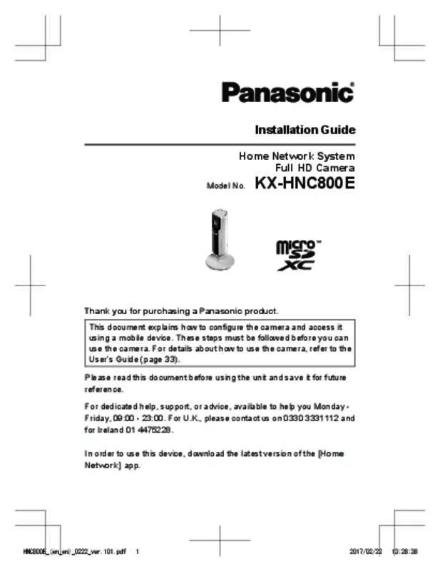 Mode d'emploi PANASONIC KX-HNC800E