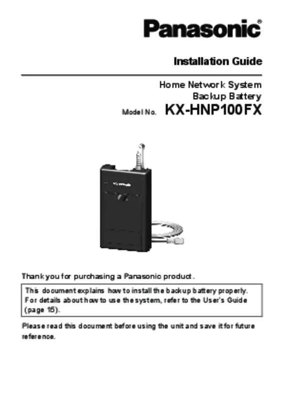 Mode d'emploi PANASONIC KX-HNP100FX