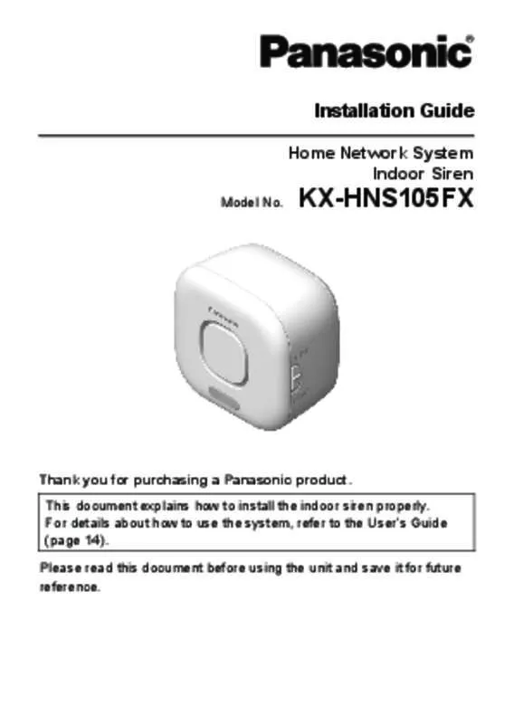 Mode d'emploi PANASONIC KX-HNS105FX