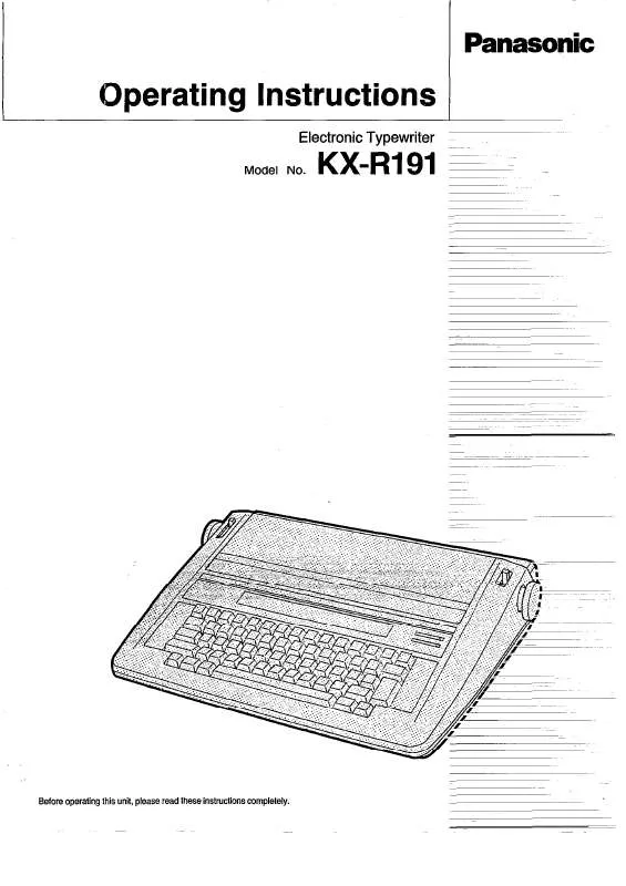 Mode d'emploi PANASONIC KX-R191