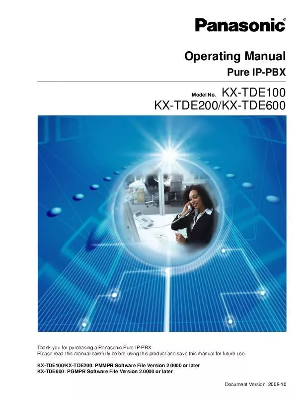 Mode d'emploi PANASONIC KX-TDE600
