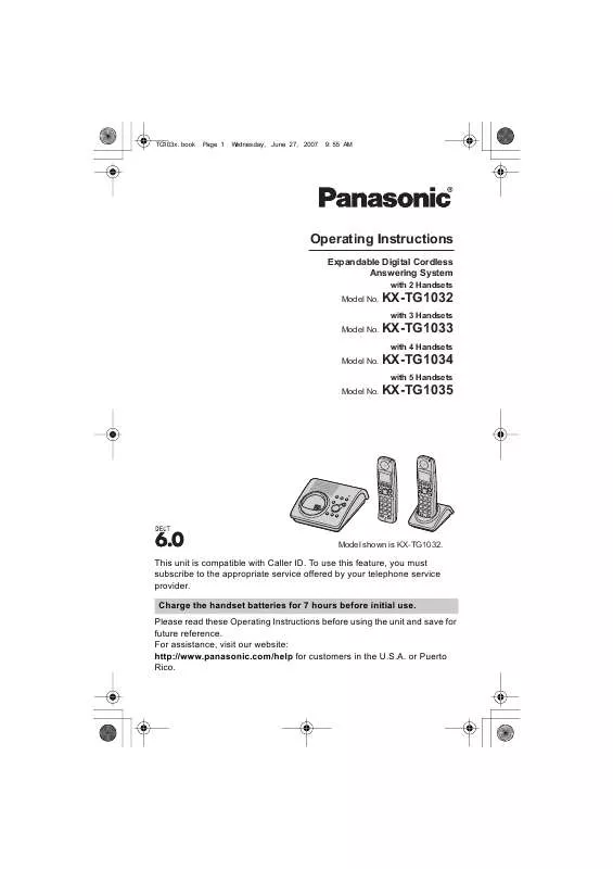 Mode d'emploi PANASONIC KX-TG1033