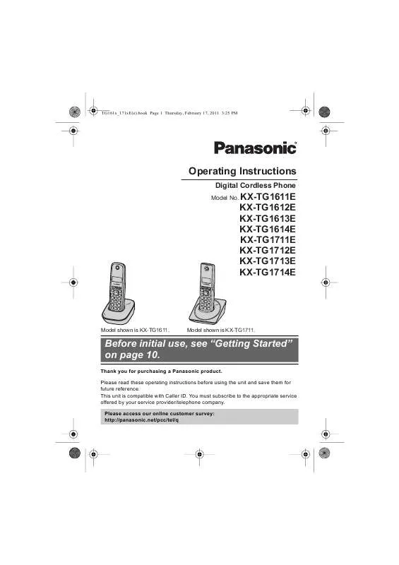 Mode d'emploi PANASONIC KX-TG1611E