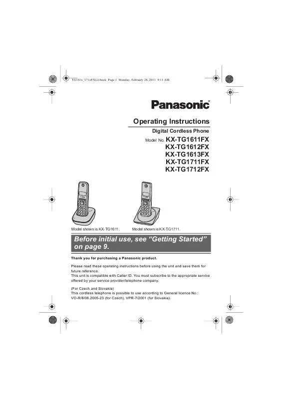 Mode d'emploi PANASONIC KX-TG1611FX