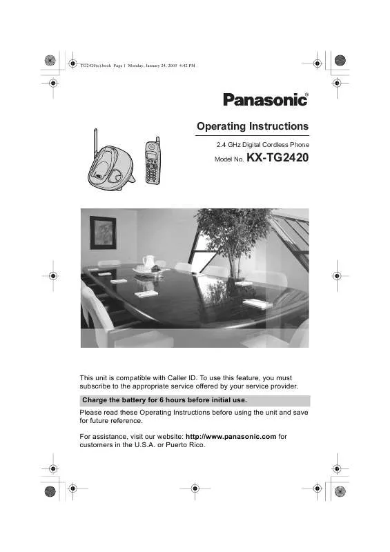 Mode d'emploi PANASONIC KX-TG2420
