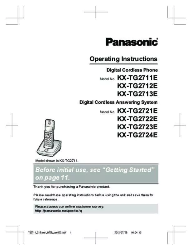 Mode d'emploi PANASONIC KX-TG2711E