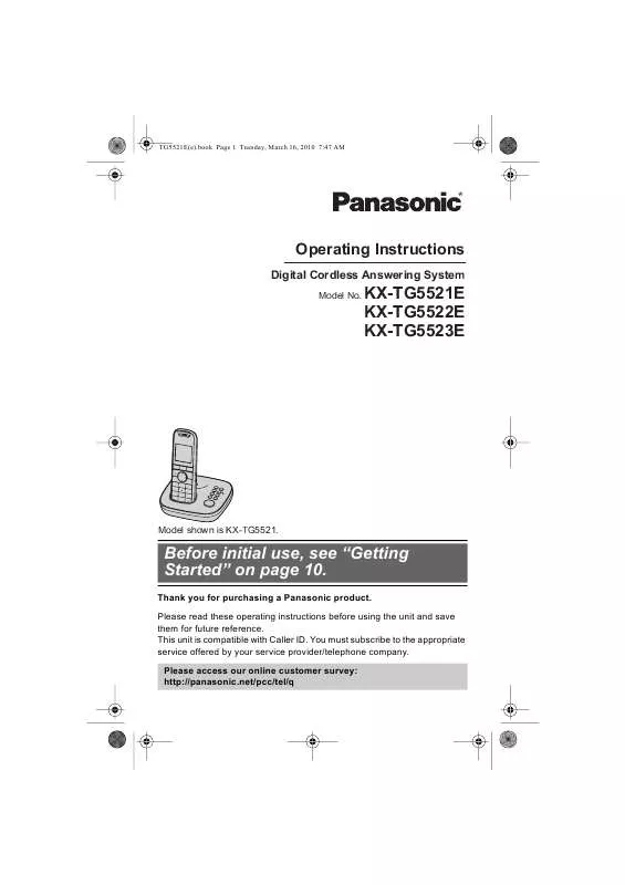 Mode d'emploi PANASONIC KX-TG5522E