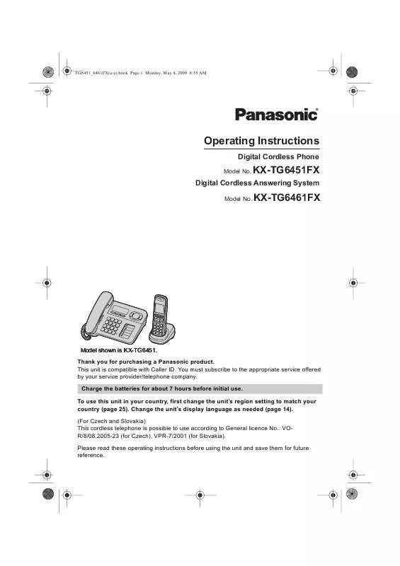 Mode d'emploi PANASONIC KX-TG6451FX