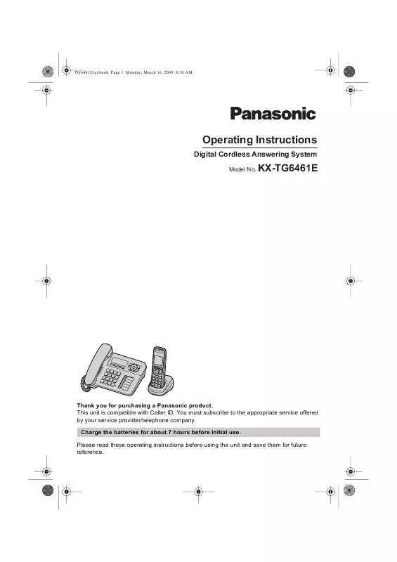 Mode d'emploi PANASONIC KX-TG6461E