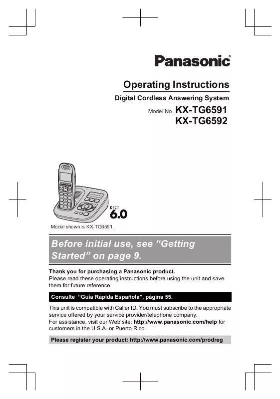 Mode d'emploi PANASONIC KX-TG6592