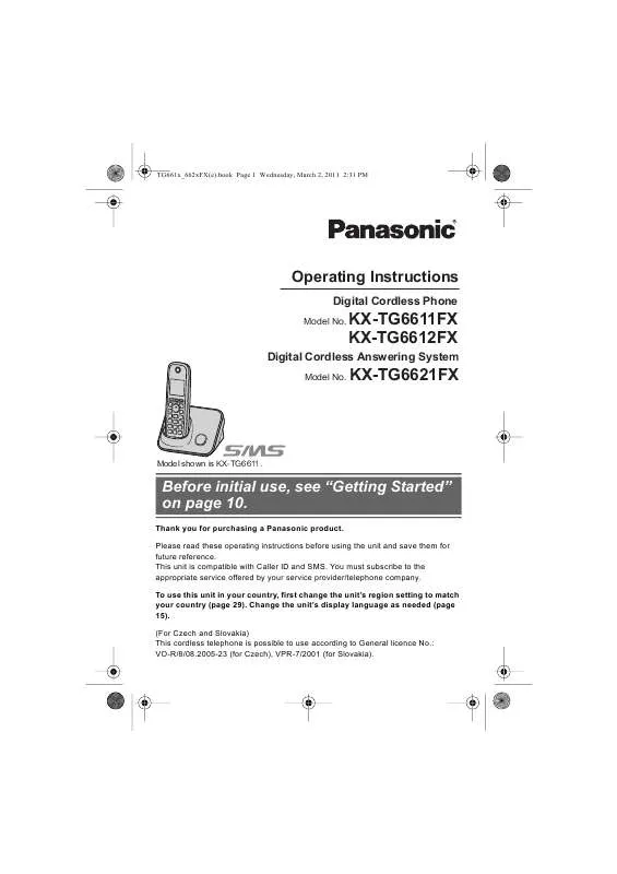 Mode d'emploi PANASONIC KX-TG6621FX