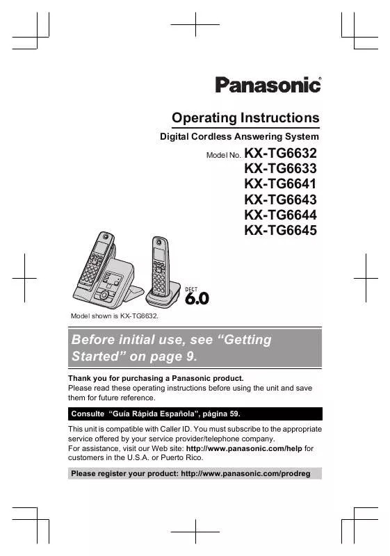 Mode d'emploi PANASONIC KX-TG6632