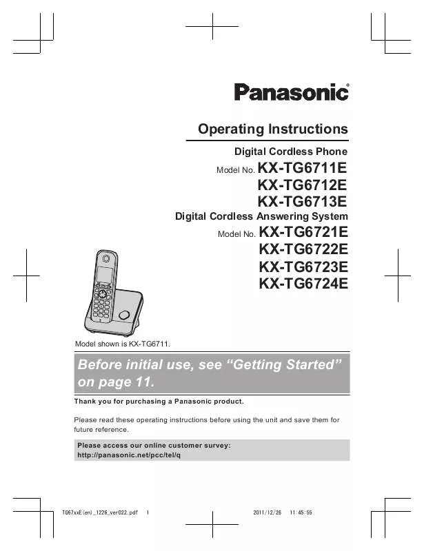 Mode d'emploi PANASONIC KX-TG6711E
