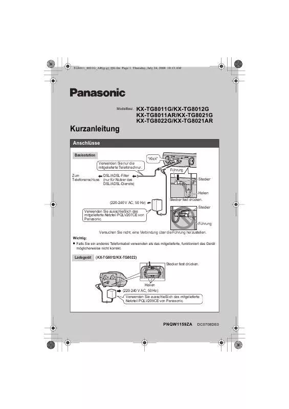 Mode d'emploi PANASONIC KXTG8021AR