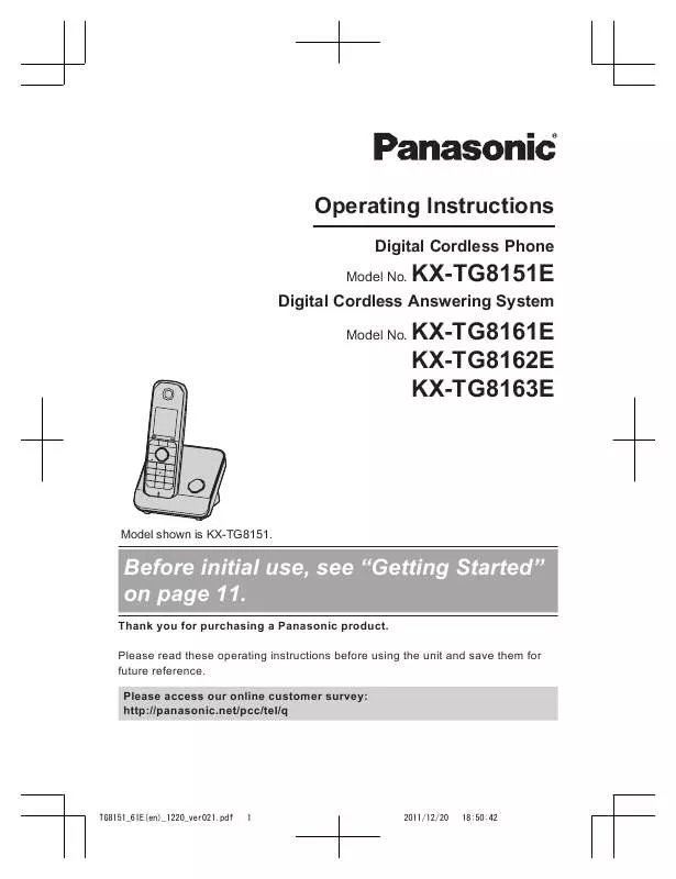 Mode d'emploi PANASONIC KX-TG8161E