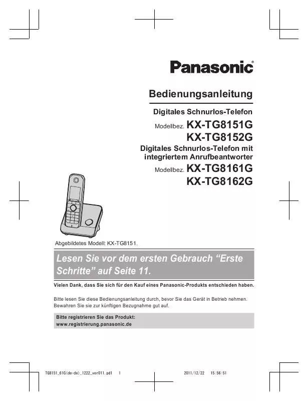Mode d'emploi PANASONIC KXTG8162G