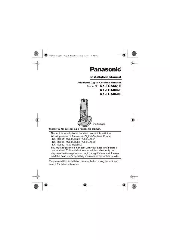 Mode d'emploi PANASONIC KX-TGA806E