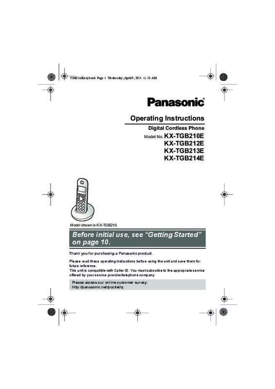 Mode d'emploi PANASONIC KX-TGB210E