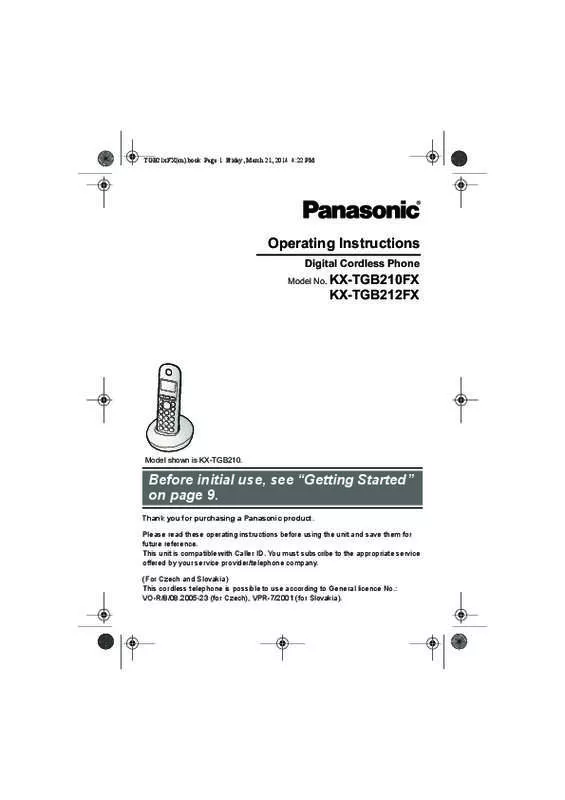 Mode d'emploi PANASONIC KX-TGB210FX