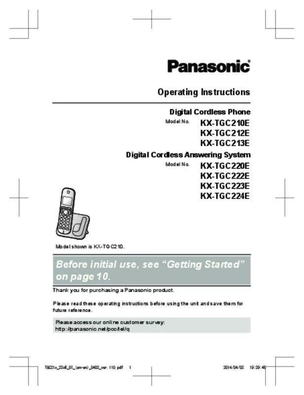 Mode d'emploi PANASONIC KX-TGC210E