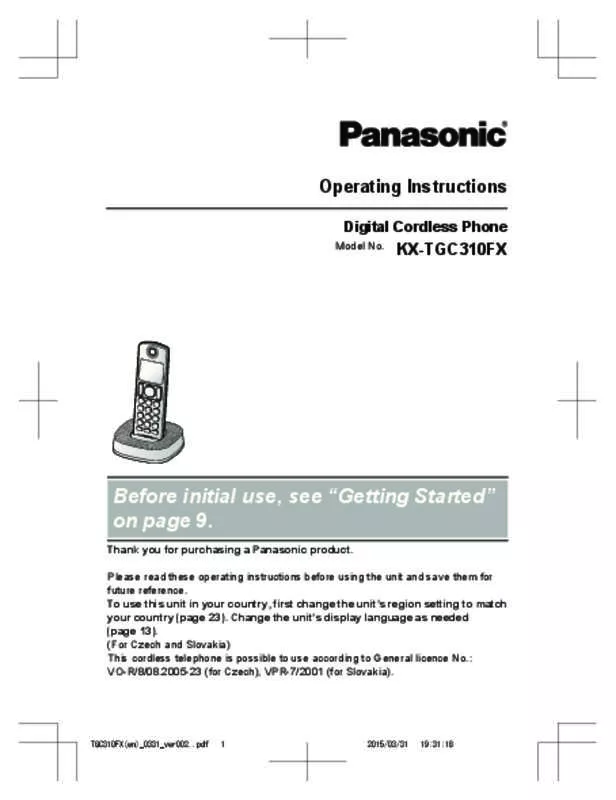 Mode d'emploi PANASONIC KX-TGC310FX