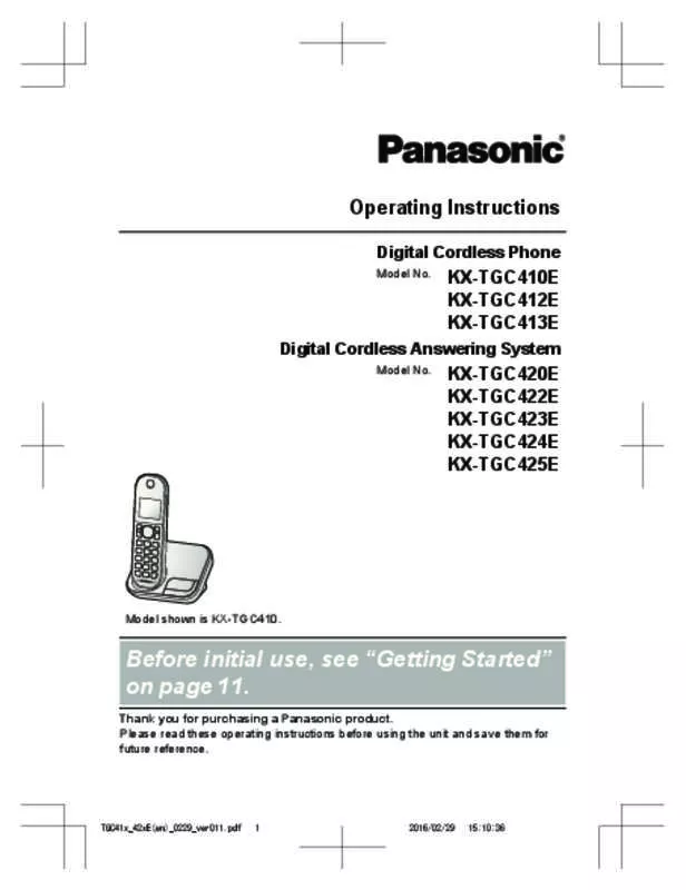 Mode d'emploi PANASONIC KX-TGC425E