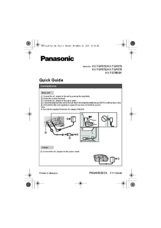 Mode d'emploi PANASONIC KX-TGF573